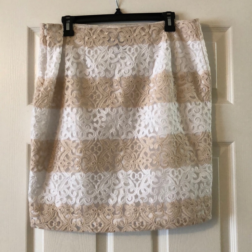 Stripe Lace Pencil Skirt